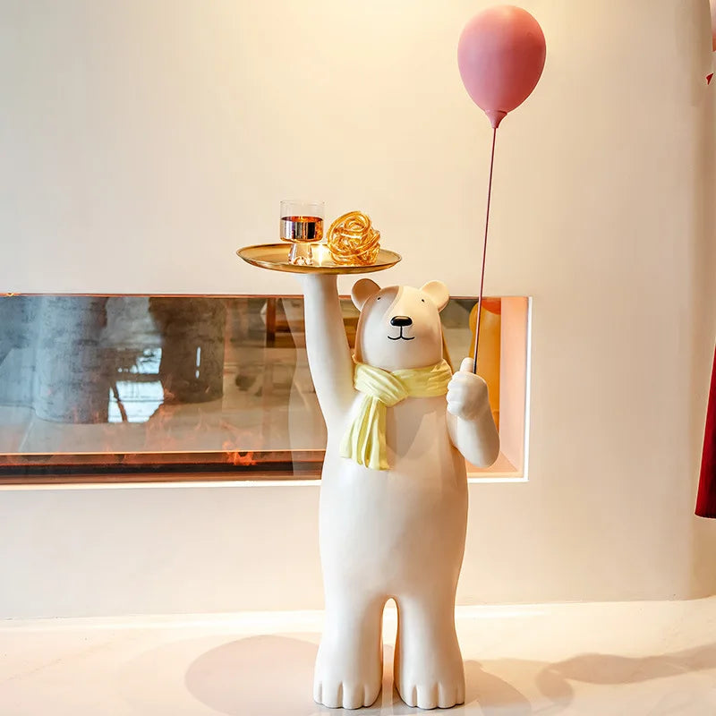 Resin Ornaments Polar Bear Living Room Home Decor Tray Resin Sculpture Decorative Crafts Polar Bear Tray