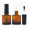 Free Sample Customized clear Amber Oblate Circle 7ml 9ml 17ml Empty Glass UV Gel Nail Polish Bottle with Black Lid