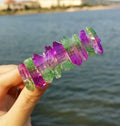 HZ Popular Style Crystal 8cm Spring Hairpin Bohemian Bride's Make-up Party Dress up Crystal Colorful Purple Green Hair Clip Brides Hair Combs