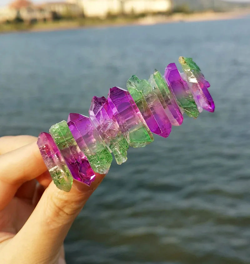 HZ Popular Style Crystal 8cm Spring Hairpin Bohemian Bride's Make-up Party Dress up Crystal Colorful Purple Green Hair Clip Brides Hair Combs