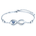 Infinity Heart Symbol Charm Link Bracelet for Women Fine Jewelry 925 Sterling Silver Women Bracelets