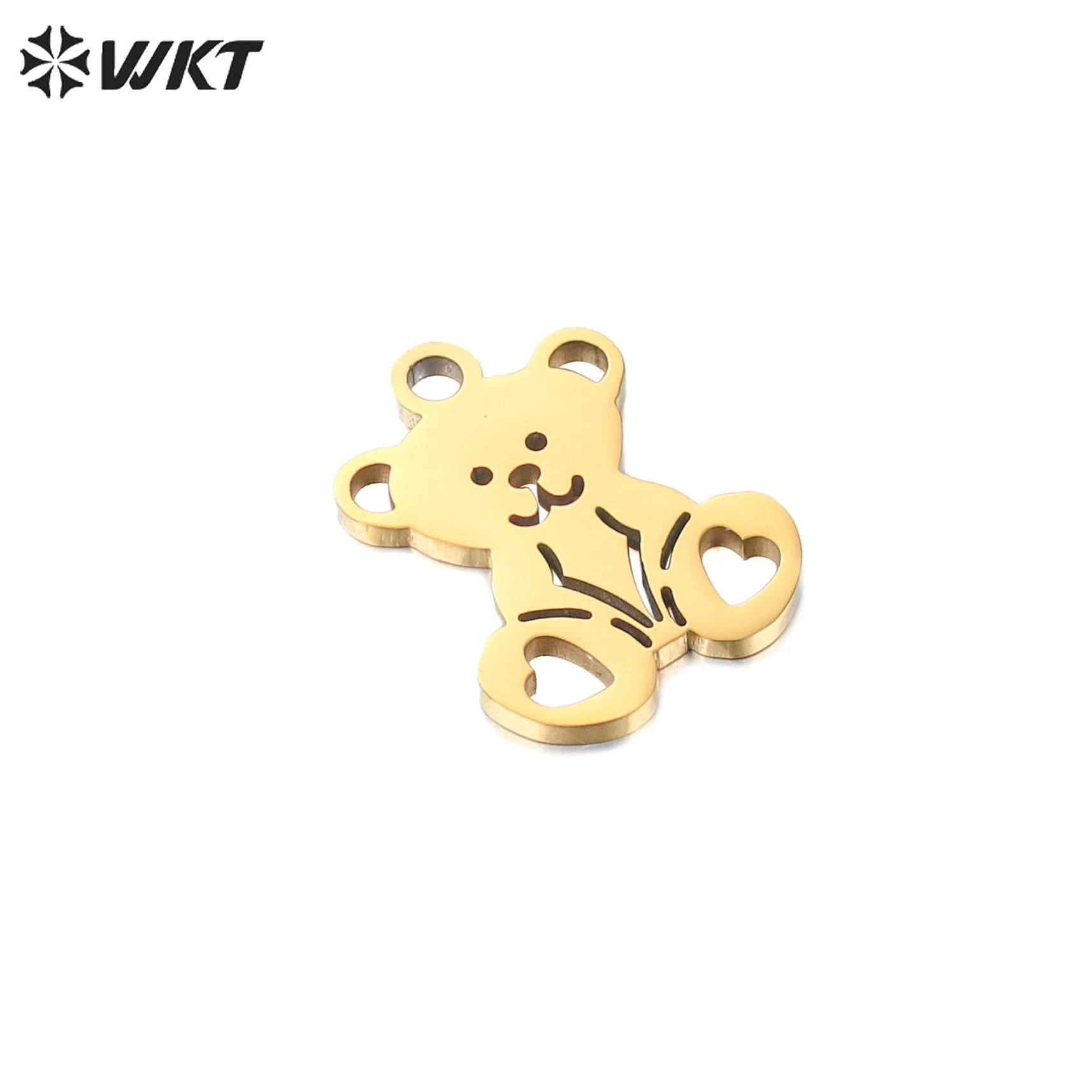 WT-SSP031 New  Hollow Skinny Bear Pendant DIY Personality Creative Animal Cute Bear Jewelry Accessories Stainless Steel Pendant