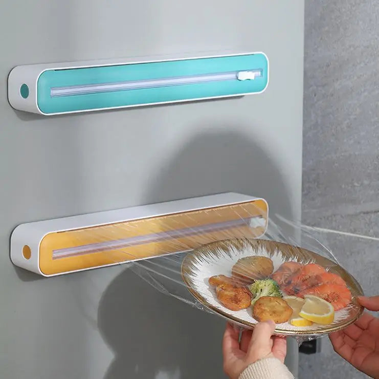 Modern Design Kitchen Accessories 2 in 1 Food Film Dispenser Wrap Dispenser With Cutter Storage Box