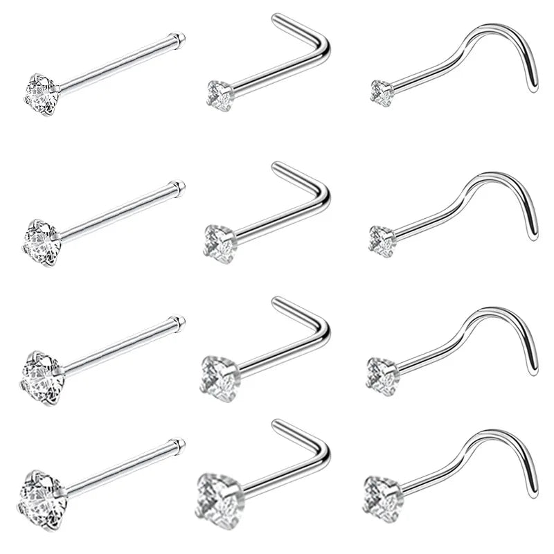 Wholesale Anti-Allergic 316L Stainless Steel Jewelry Fashion Accessories for Women Gold Plated Nose Rings Zircon Body Jewelry