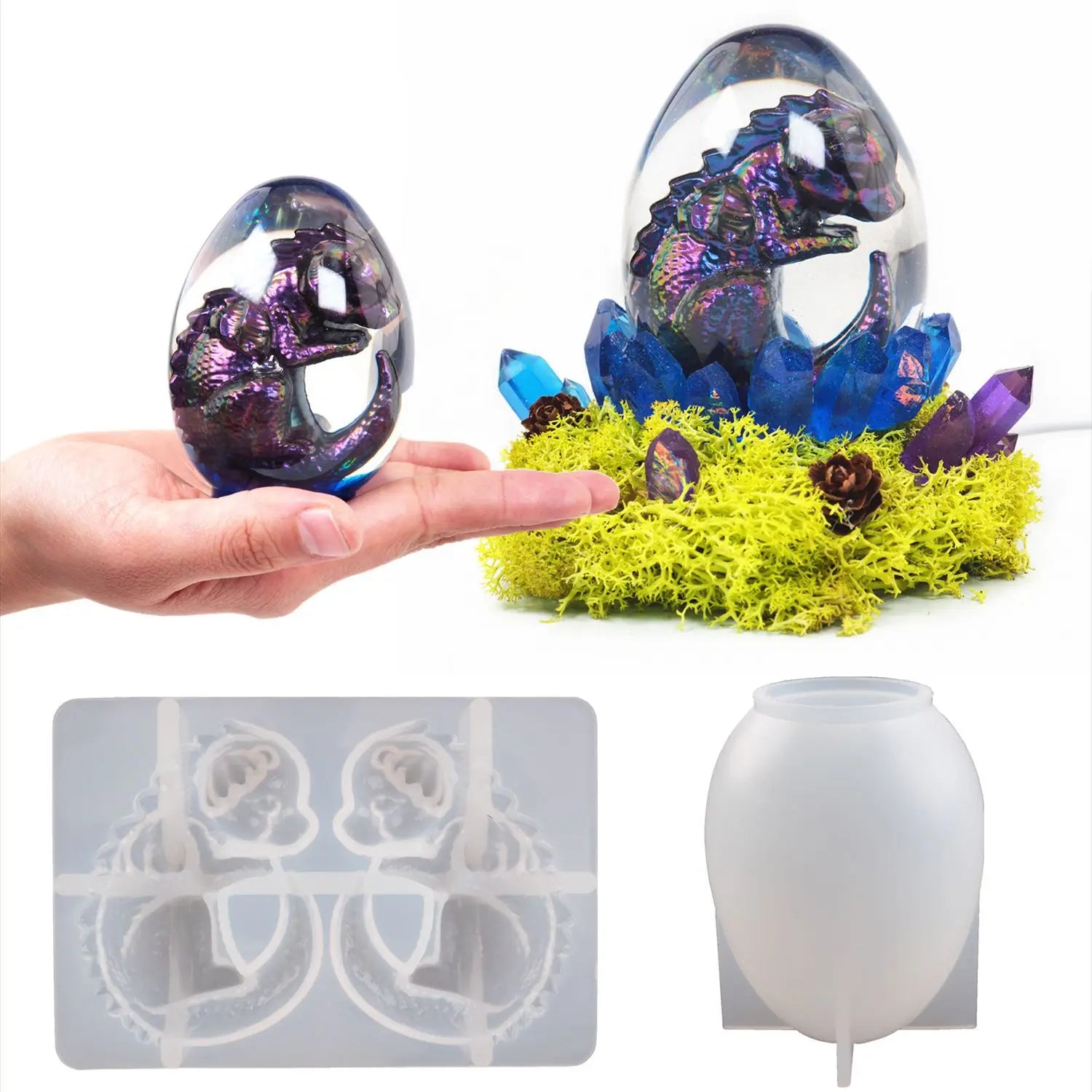 Besafe 3D Dragon Egg Resin Mold Epoxy Resin Silicone Molds for Easter Fondant Cake Decorating Concrete Cement Polymer Clay