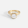 Brass With Zircon Jewelry 18K Real Gold Plated Copper Opening Flower Large Cubic Zircon Rings