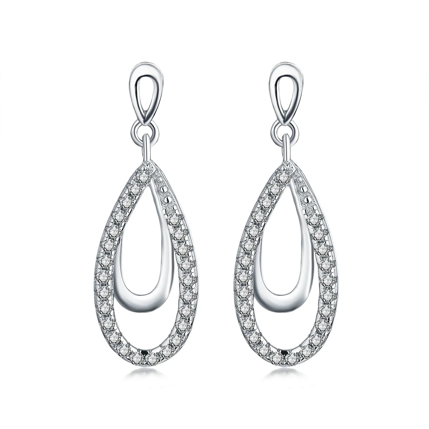 YH JEWELLERY Elegant 925 Sterling Silver Earrings Vintage Creative Drop Shaped Cubic Zirconia Earrings