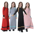 Arab Vestidos Children Girl Abaya Dubai Design Long Maxi Bodycon Muslim Hijab Dress Turkish Kid Clothing C0027