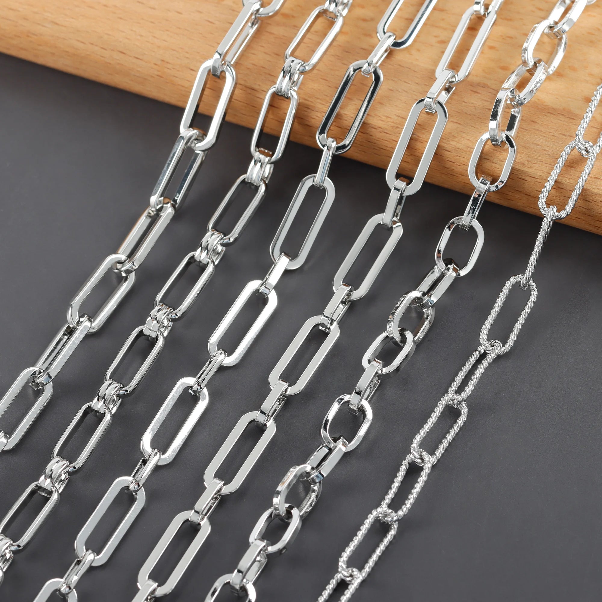 C225 1m/lot Rhodium Plated Copper Metal DIY Chain Jewelry Making Findings for Bracelets Necklaces for Weddings Parties