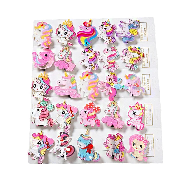 2022 New Unicorn Design Acrylic Hairpins Hot Selling Children's Hair Clip Duckbill Clip OEM