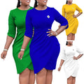 D364 Latest Design Summer Dress Elegant Half Sleeve Ruched Ladies Office Dresses Women Formal Work Career Dresses With Brooches
