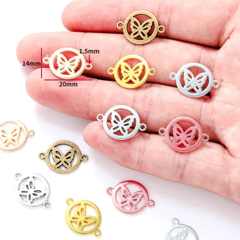 100pcs/bag butterfly Charms for Bracelets Necklace Connector Pendant DIY Handmade Jewelry Making Accessories 20*14mm D2138