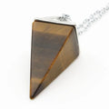Diy Natural tiger eye Hexagonal Prism Pendulums with 7 Chakra Chain Healing Reiki Crystal Pendant for women