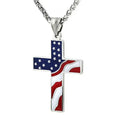2023 New Arrival Fashion Necklace American Flag Necklace Cross Religious Jewelry Enamel Pendant Necklace
