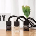 Square 8ml Black Wood Cap Empty Luxury Mini Classic Hanging Frosted Glass Essential Oil Perfume Car Diffuser Bottle Pendant