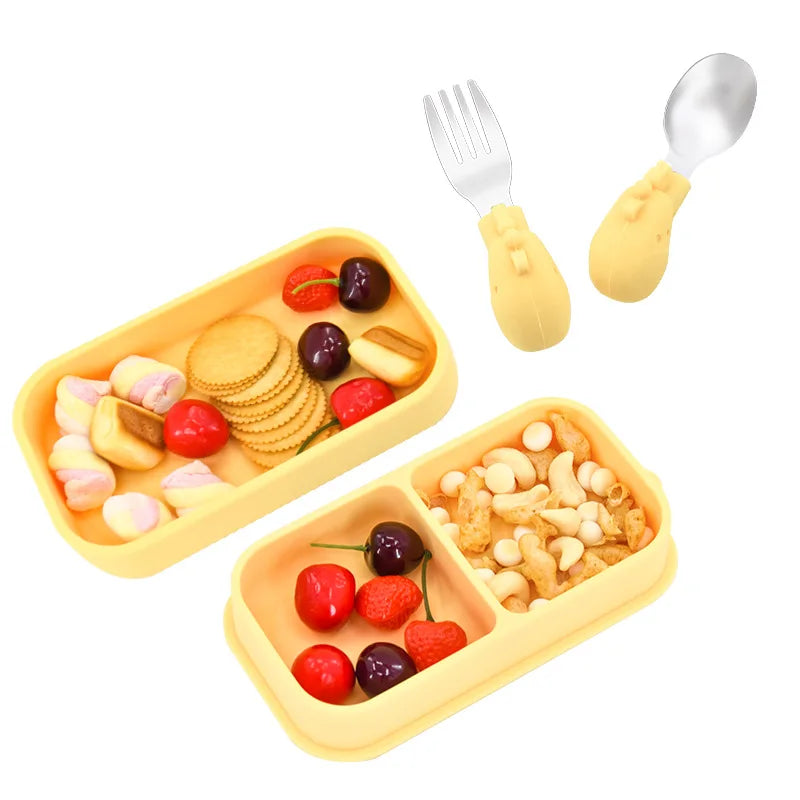 Foldable Suction Lunch Bento Box for Baby Toddler Kids Silicone Lunch Container