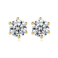CZCITY 925 Sterling Silver Cubic Zirconia Earrings for Women 2026 One Carat Single Round Earring Stud