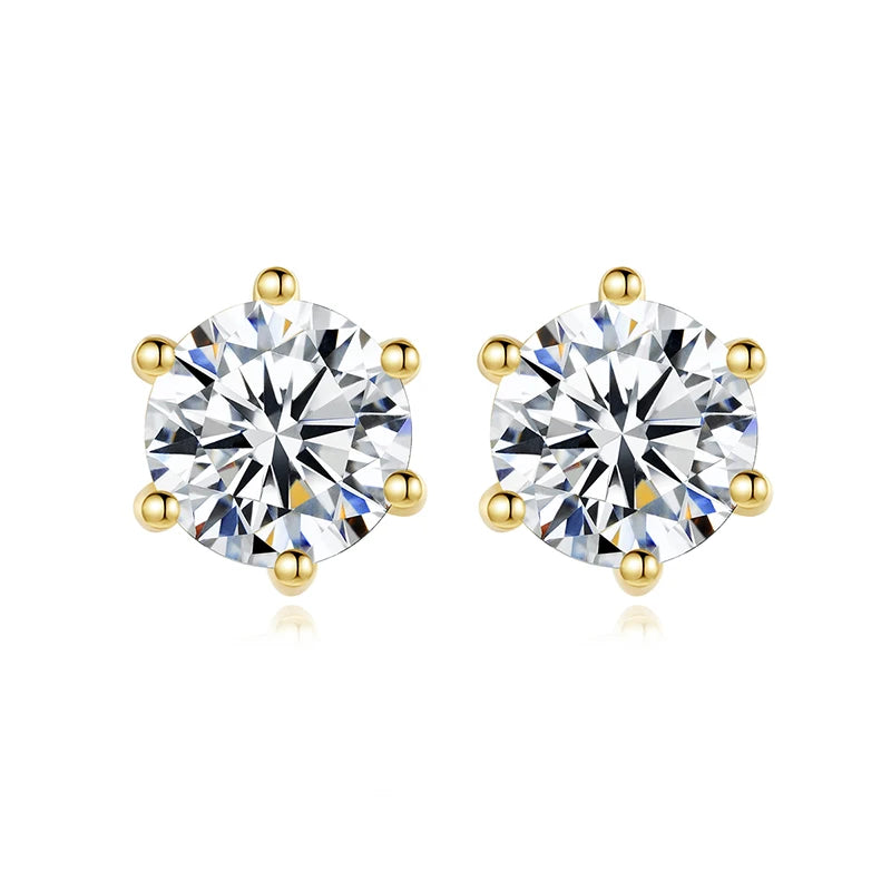 CZCITY 925 Sterling Silver Cubic Zirconia Earrings for Women 2026 One Carat Single Round Earring Stud