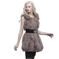MWFur Women Waist Warm Fashion Winter Long Large Vests Sleeveless Fur Vest Fashion Rabbit Fur Lapel Vest