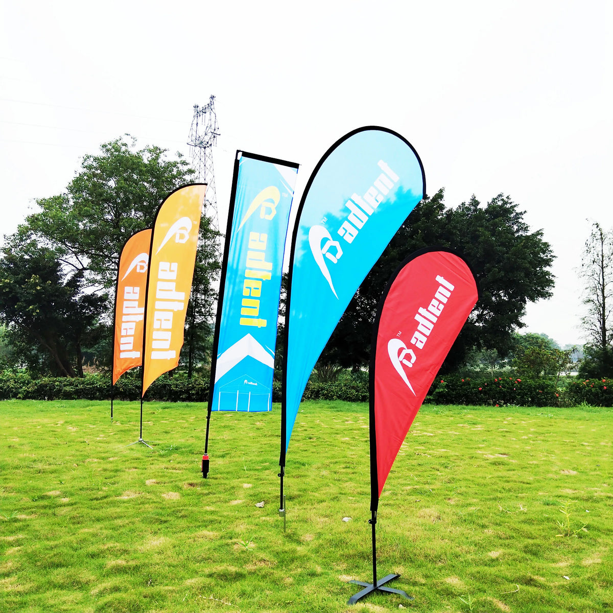 Outdoor2.8m 3.4m 4.5m 5.5m Custom Teardrop and Feather Advertising Beach Flag Banner