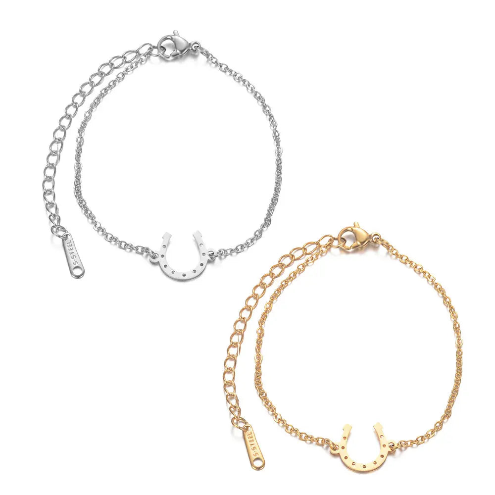 Manufacturer Horse Lover Stainless Steel 18K Gold Plated Horseshoe Charm Chain Bracelet Horseshoe Pendant Bracelet for Women
