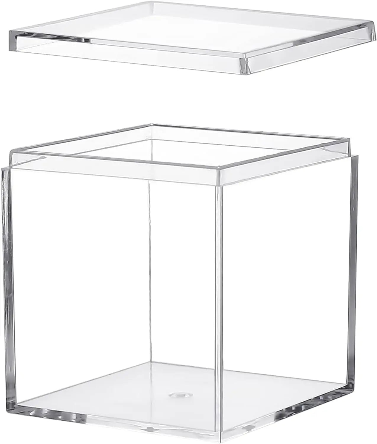 Small Acrylic Lucite Box 3.4x3.4x3.4 Inch Clear Display Rack Square Cube Lid Plastic Jewelry Party Decoration Birthday Wedding