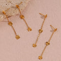 Dreamshow Dainty Sunburst Flower Chain Tassel Earring 18K Gold Plated Stainless Steel Stud Earring