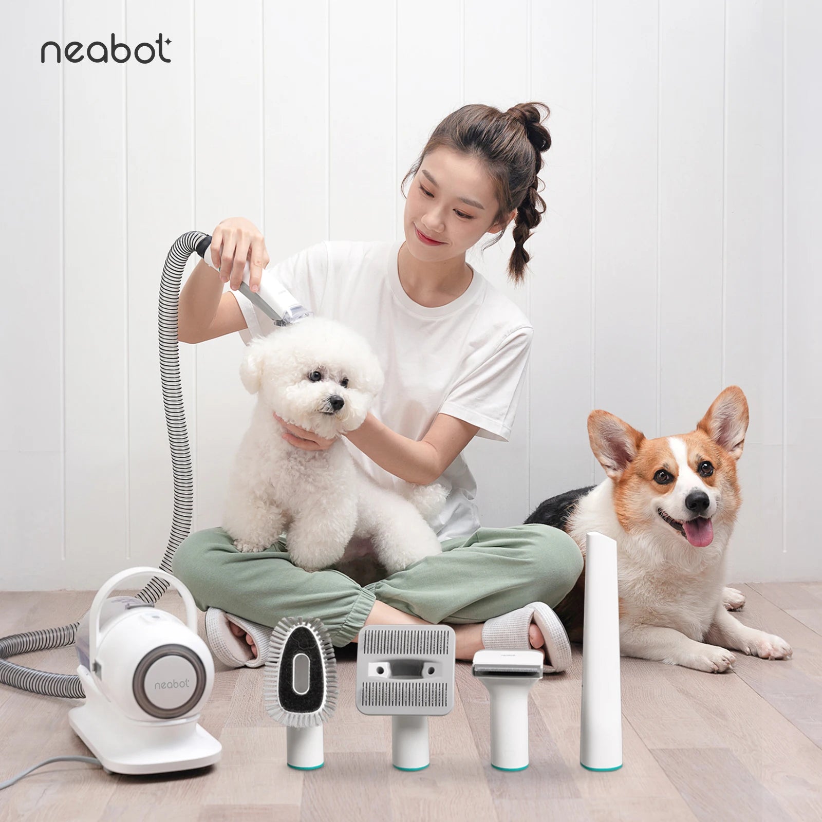 Neakasa Eco-Friendly Plastic Pet Grooming Kit with 9000pa Suction & 65dB Noise for Dogs/Cats-Hair Clipper Brush Accessories