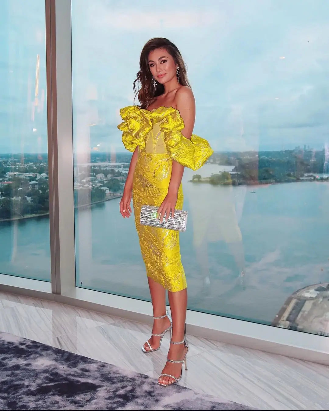 OEM/ODM Logo Women's Floral Jacquard Gown Evening Dress Luxury Party Dresses
