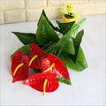 Artificial Small Anthurium Green Plant Pot Plastic PE Flower Decoration with Natural Real Touch for Graduation and Christmas