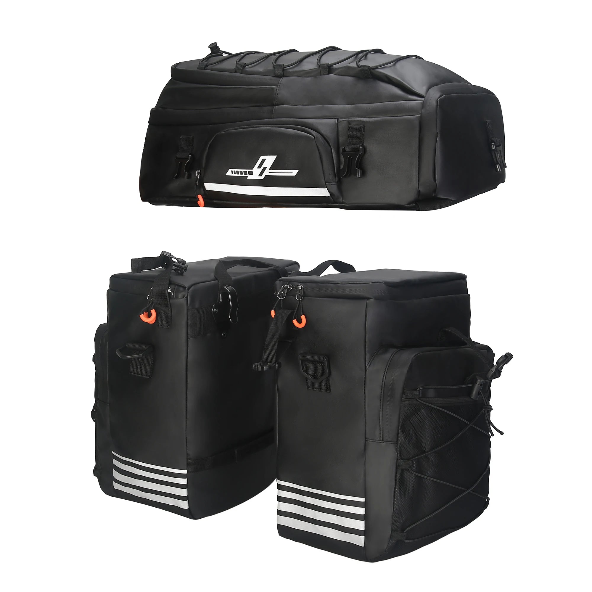 ASRQGOAL All-in-One 3 in 1 Bike Trunk Bag Bicycle Commute Pannier Carrier with Waterproof MTB Rack & Rain Cover 48L Black