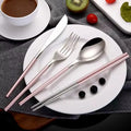 Lovely Graceful Wedding Gift Pink Handle Stainless Steel Silver Chopsticks Spoon Knife Fork Set