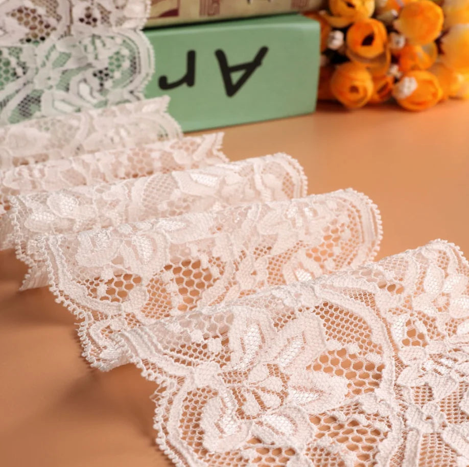 Hot Selling White Elastic French Lace Trim Eco-Friendly Knitted Fabric for Clothing & Home Textiles-Manufacturer Price