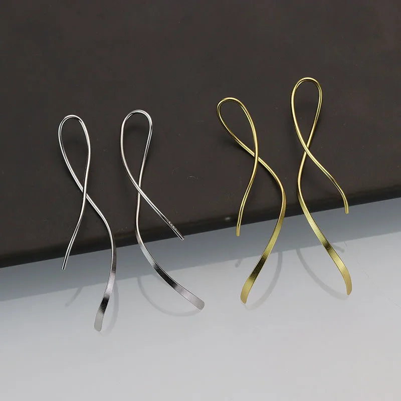 NEW Fashion Jewelry 925 Sterling Silver Irregular Geometric Wavy Curve Lines Earrings Women 925 Silver Earring Piercing Jewelry