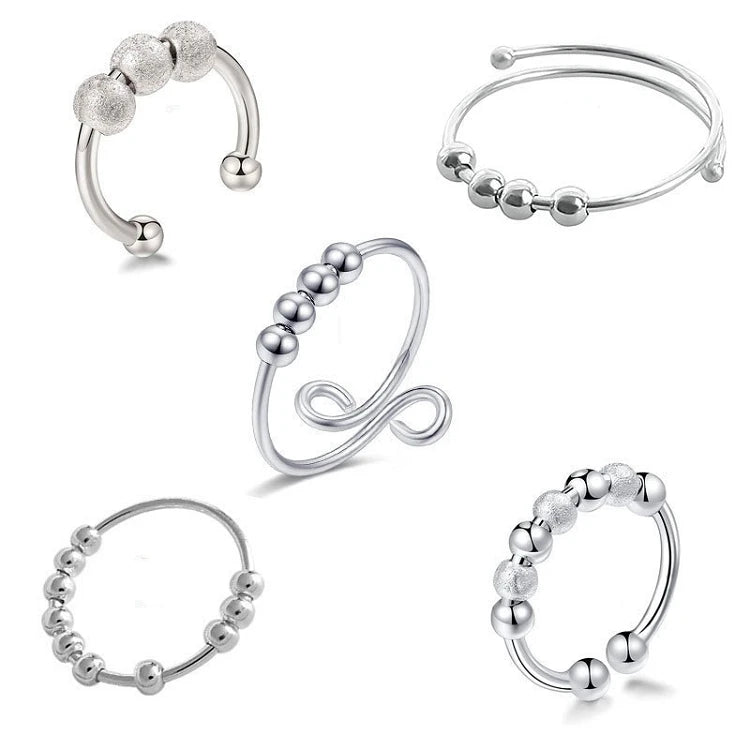 G409 Fashion Jewelry Personality Anti-anxiety Fidget Rings Frosted Gold-plated Women Ball Simple Minimalist Open Gold Ring