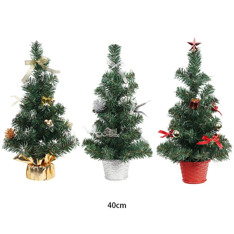 High Quality 40cm Mini Artificial Christmas Tree New Arrival Gold Red Silver Top Customized Standing for Personalized Home Use