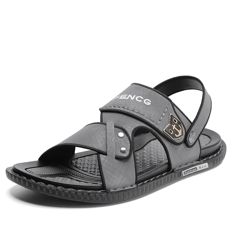 Men's Classic Comfortable Summer Outdoor Beach Sandals Light Flat Cushioned Slipper Anti-Slip Evergreen Design for Winter