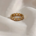 Vintage Gold Plated Classical Simple Diamond Rings Pvd Plated Stainless Steel Jewelry 2022