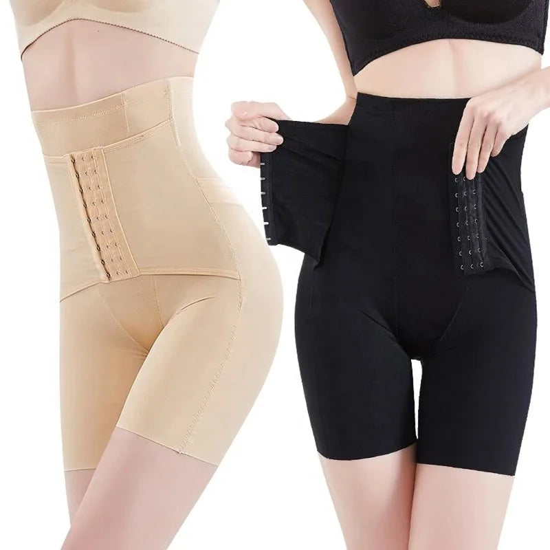Shapewear Tummy Control Seamless High-Waisted Tummy Tuck Body Shorts Double Buttons Roll up Shaper Panties