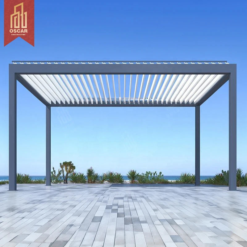 Aluminum Profile Garden Building Folding Pergola Storage Shed PVC Roof Customized Outdoor Gazebo Folding Electric Pergola