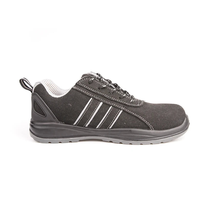 Low  Cut Black Style Cow Suede Leather Safety Shoes Casual Sneaker Anti-smash Shoes