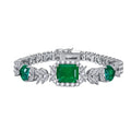 Fine Jewelry Bracelet Green Faux Emerald Diamond Tennis Bracelet Rhodium Plated 925 Sterling Silver Bracelet