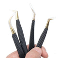 Gmagic NE Fiber Tip Tweezers 90 Degree Colors Eyelash Extension Black Volume Lash Extensions Tweezers for Beauty Makeup