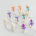 Ins Gold Plated Diamond Exaggerated Big Floral Earrings Large Colorful Flower Rhinestone Hoop Earrings