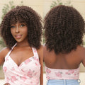 Moq 1 Factory Wholesale Synthetic Wig With Bangs Jerry Curl Italian Wave Brown Synthetic Wig Soft Hair Without Glue