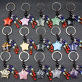 Wholesale Natural Star Chakras Stone Charm Key Chain Gem Rainbow Chakra Crystal Key Rings Keychains Healing Crystals
