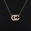 Factory Wholesale 18K Rose Gold Diamond Double Letter C Choker Chain Necklace Stainless Steel Zircon Tiny Trendy Fashion Jewelry