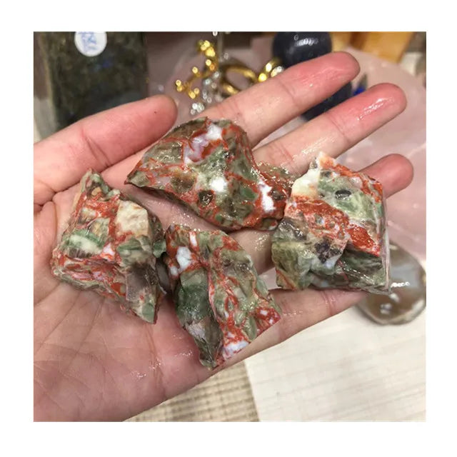 Wholesale Natural Carved Rough Crystals Rainforest jasper Raw Stones for Home Decoration