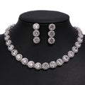 Elegant Bridal Jewelry Set Wedding Crystal Necklace Earrings Set Shiny Round Zircon Jewelry Set for Women