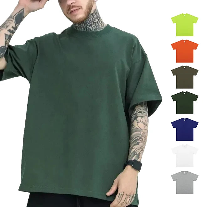 Wholesale Custom Printed White T-Shirt for Men High Quality Loose Oversized Short Sleeve Gym Logo for Puff Print Solid Design